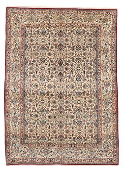 207. A RUG, Old Nain Tuteshk, part silk, ca 222,5 x 158 cm (+ the ends have 1,5 and 2,5 cm flat weave).