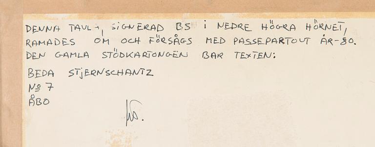 Beda Stjernschantz, olja på pannå, monogramsignerad.