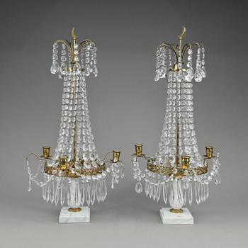 BORDSLYSTRAR, ett par, gustaviansk stil, 1900-talets mitt.