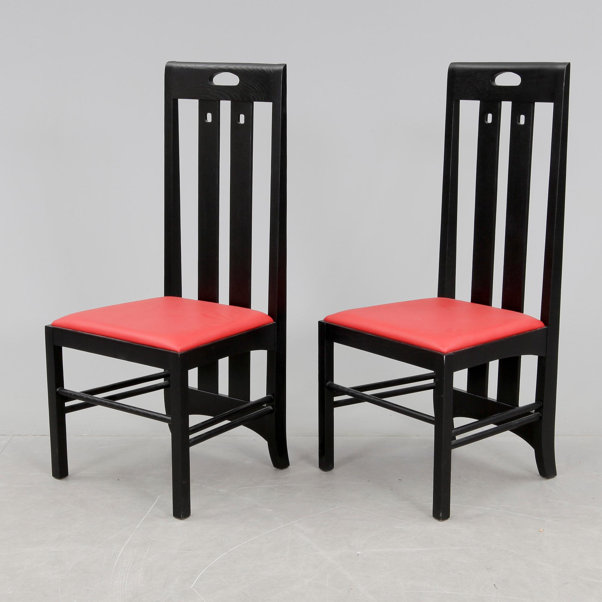 STOLAR, ett par, efter Charles Rennie Mackintosh, modell "Ingram low" 1900/2000-tal.