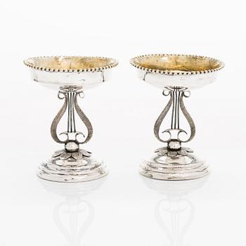 A pair of Empire style silver salt cellars, maker's mark of Anders Gustaf Grenman (1811-1843), Vasa Finland 1825.