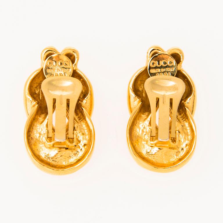 GUCCI Silk Scarf with Costume jewelry Earrings.