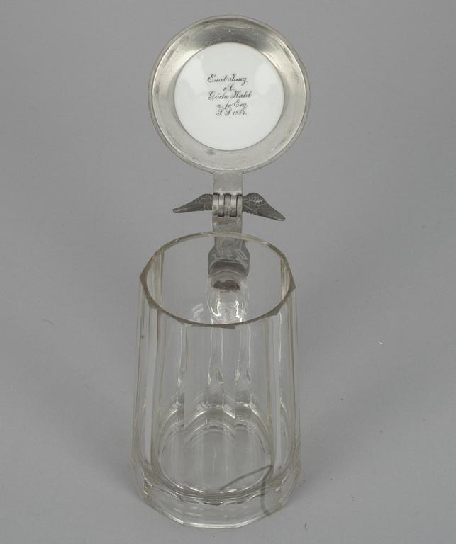STOP med LOCK, tenn, glas och keramik, Tyskland 1800-talets senare hälft.