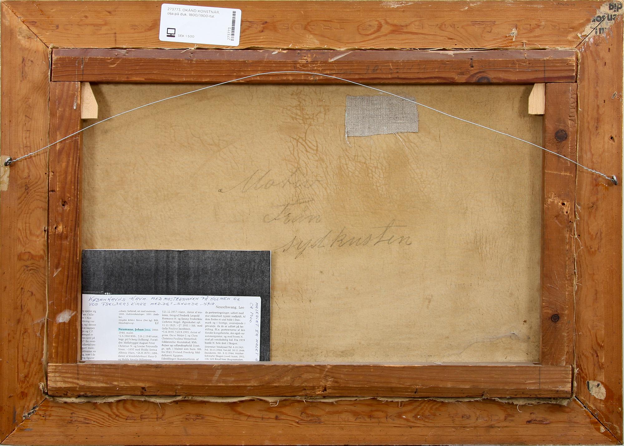 OKÄND KONSTNÄR, olja på duk, 1800/1900-tal.