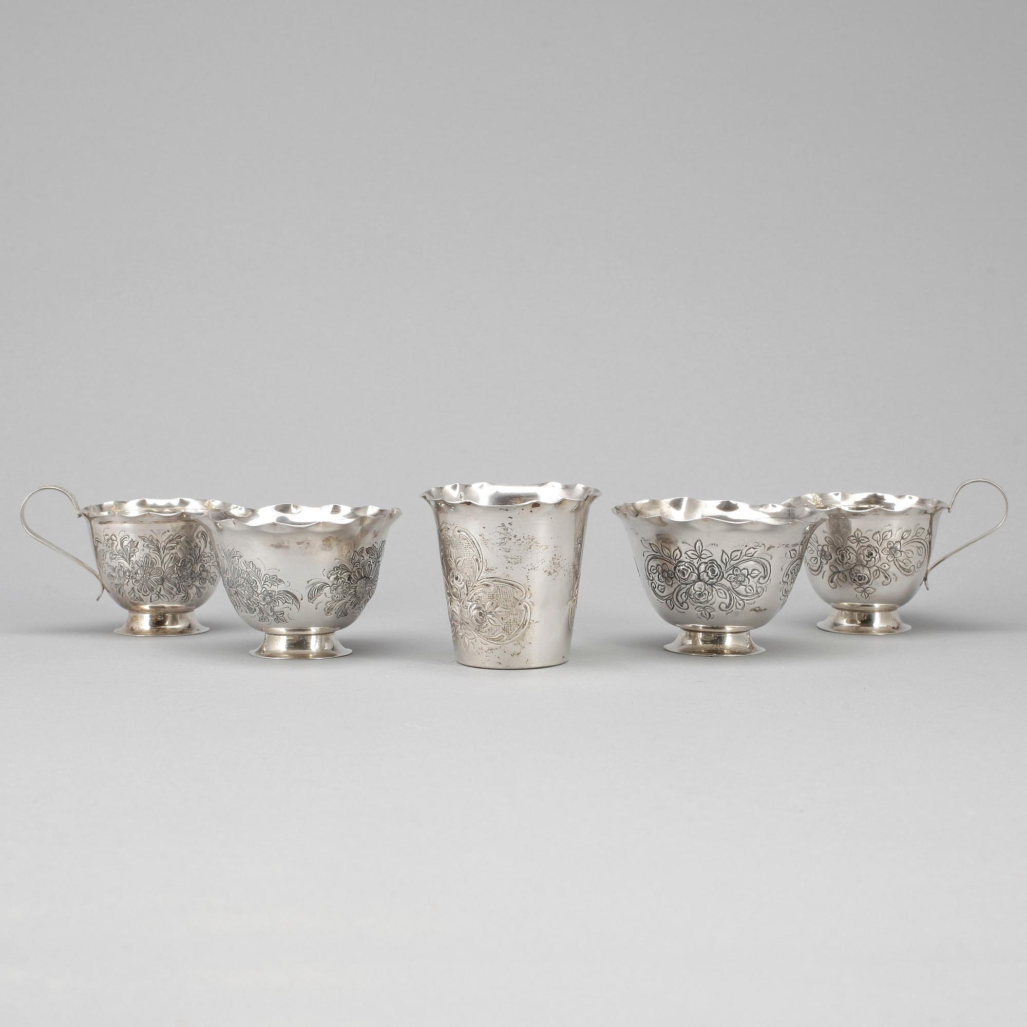 PARTI SILVER 5 delar, Lisa Andersson, Fellingsbro, 1976. Vikt 207 gram.