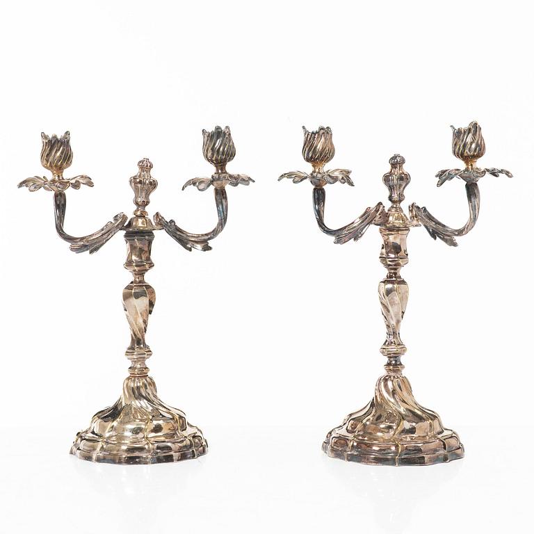 Candelabra, a pair, Rococo style, 20th century.