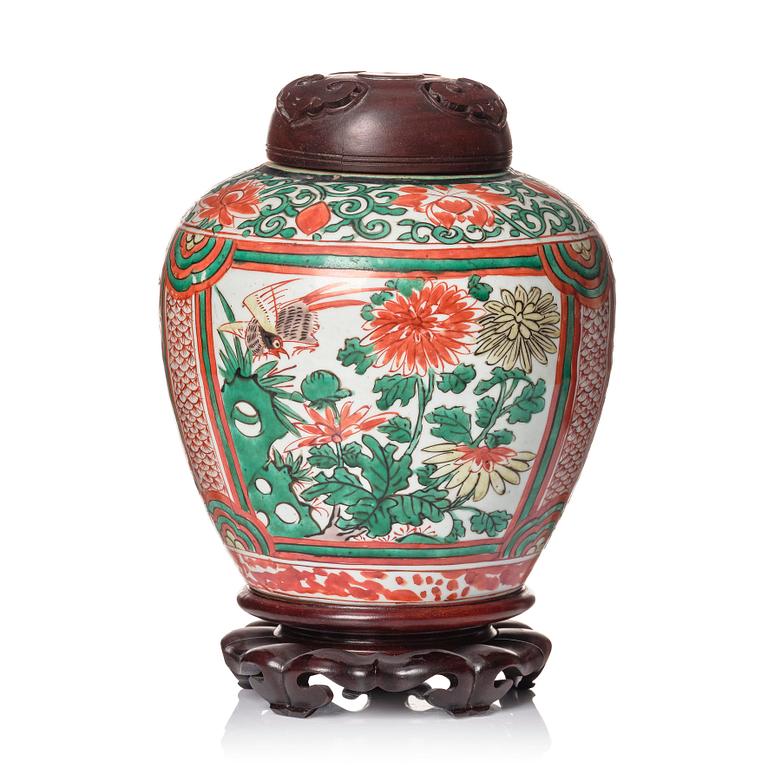 Kruka, porslin, Wucai, 1600-tal.