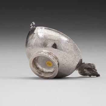 A 17 th century silver brandy-cup, unmaked.
