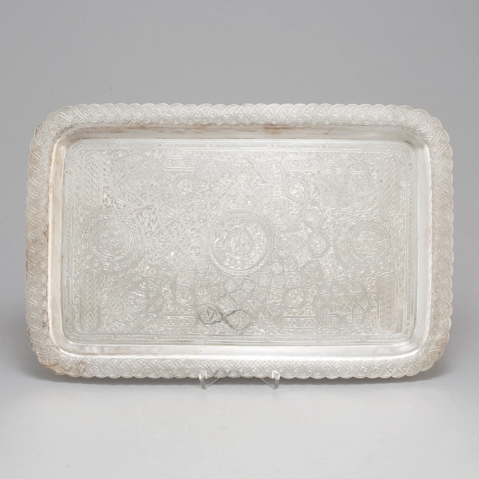 An Egyptian 20th century silver 5 piece tea-set, mark of Kairo 1940's.