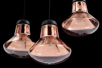 TAKLAMPOR, 3 st, "Blow Light Copper", Tom Dixon, formgiven 2007.