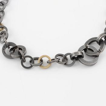 Bracelet, necklace, a pair of earrings, and a ring, Pia Rauff, silver with small diamonds.