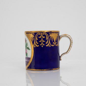 A Sèvres porcelain cup and sacuer, probably 1770's.