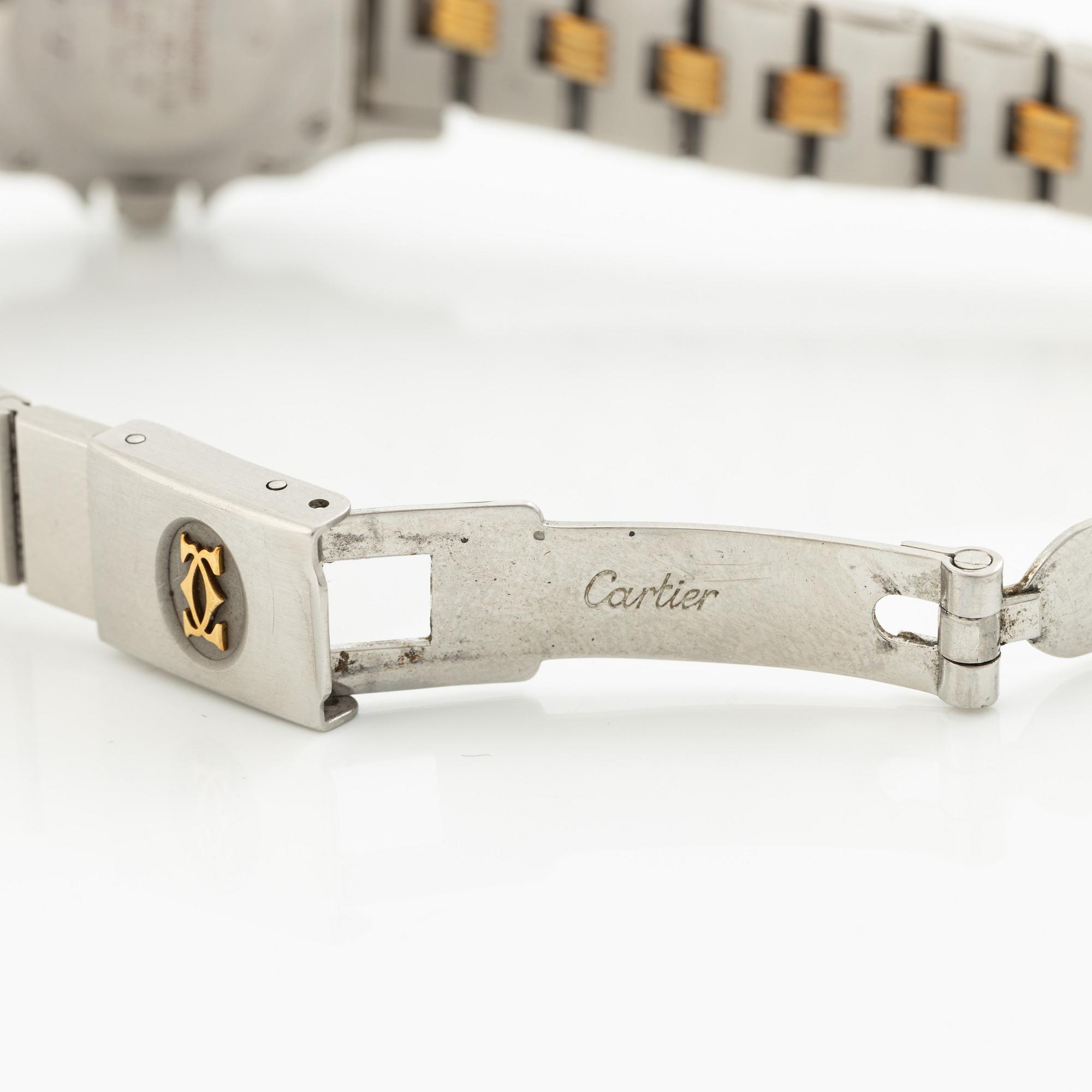 Cartier, Santos, "Godron Bracelet", wristwatch, 23,5 x 23,5 (34,5) mm.