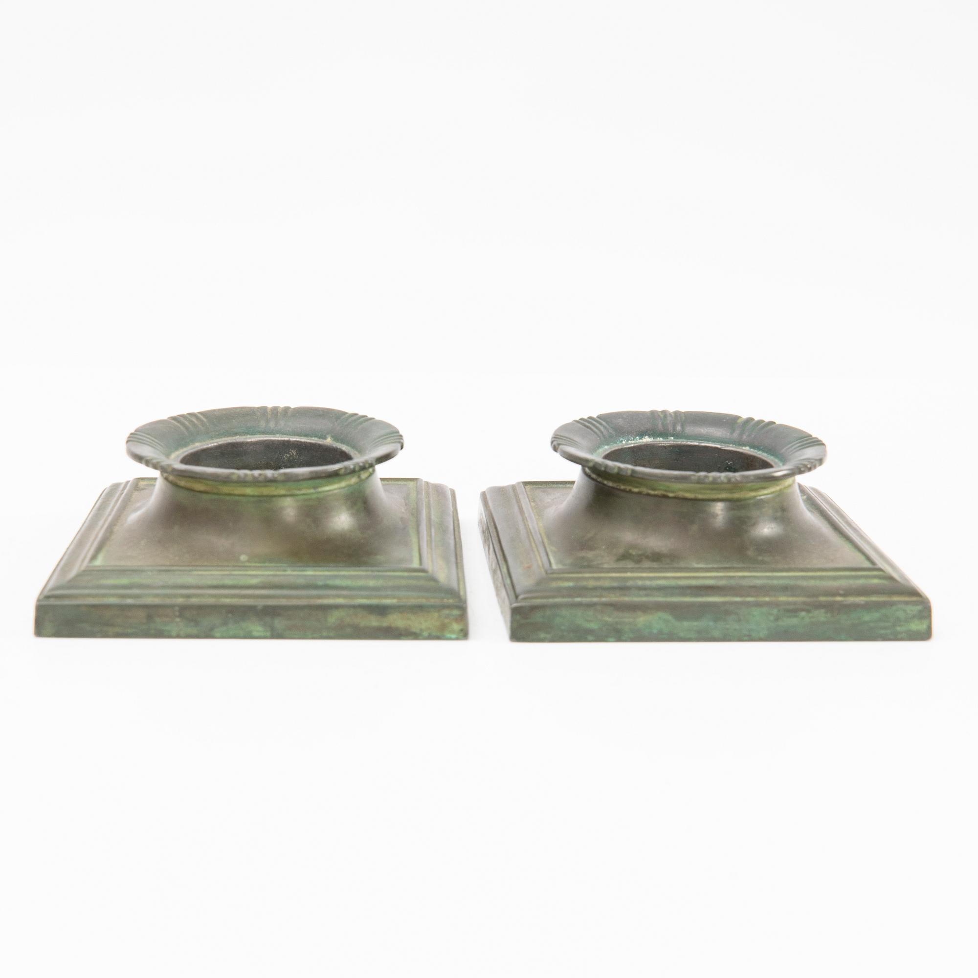 Just Andersen, Candle holders, 2 pairs, Denmark, first half of the 20th century.