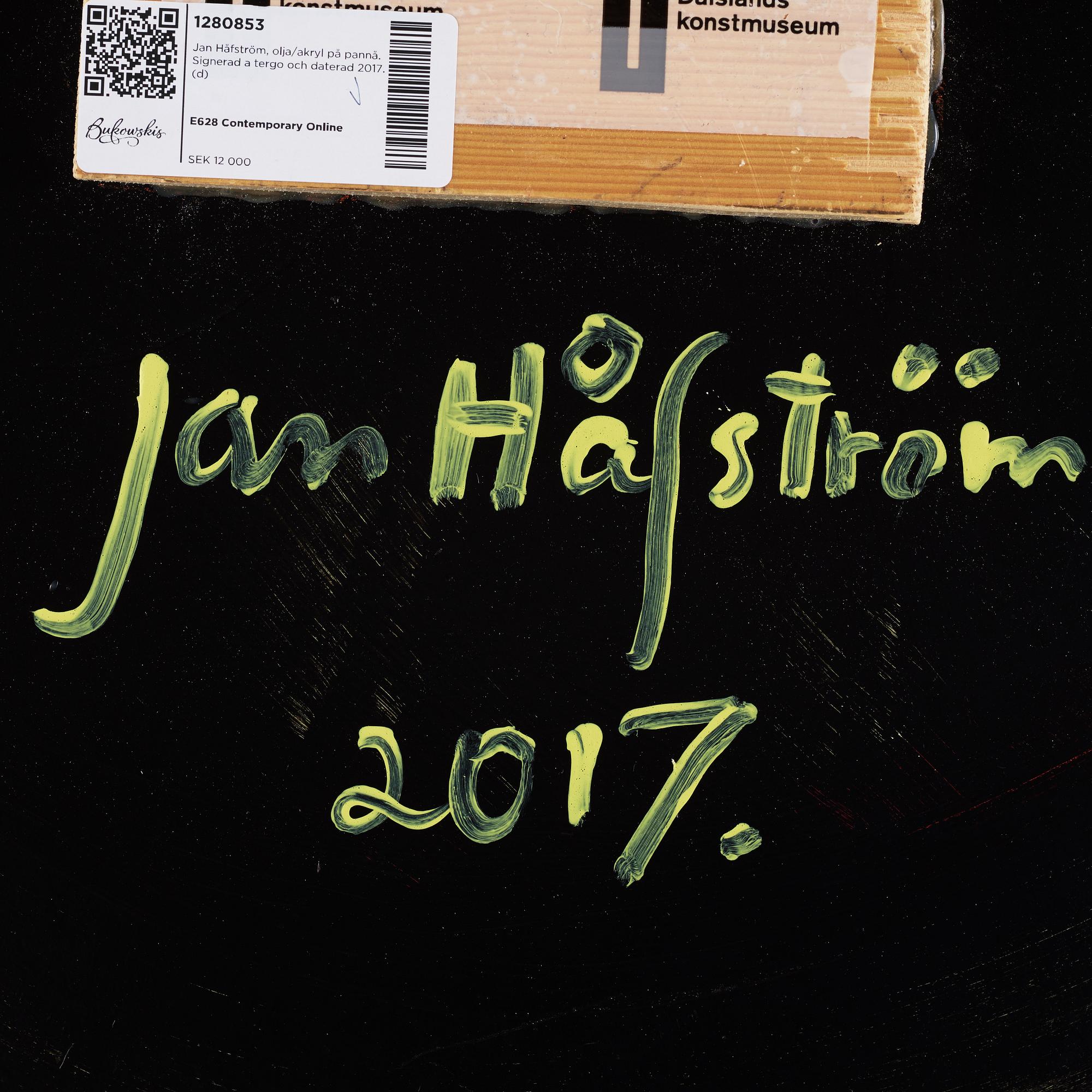 Jan Håfström, oil/acrylic on panel. Signed on verso and dated 2017.