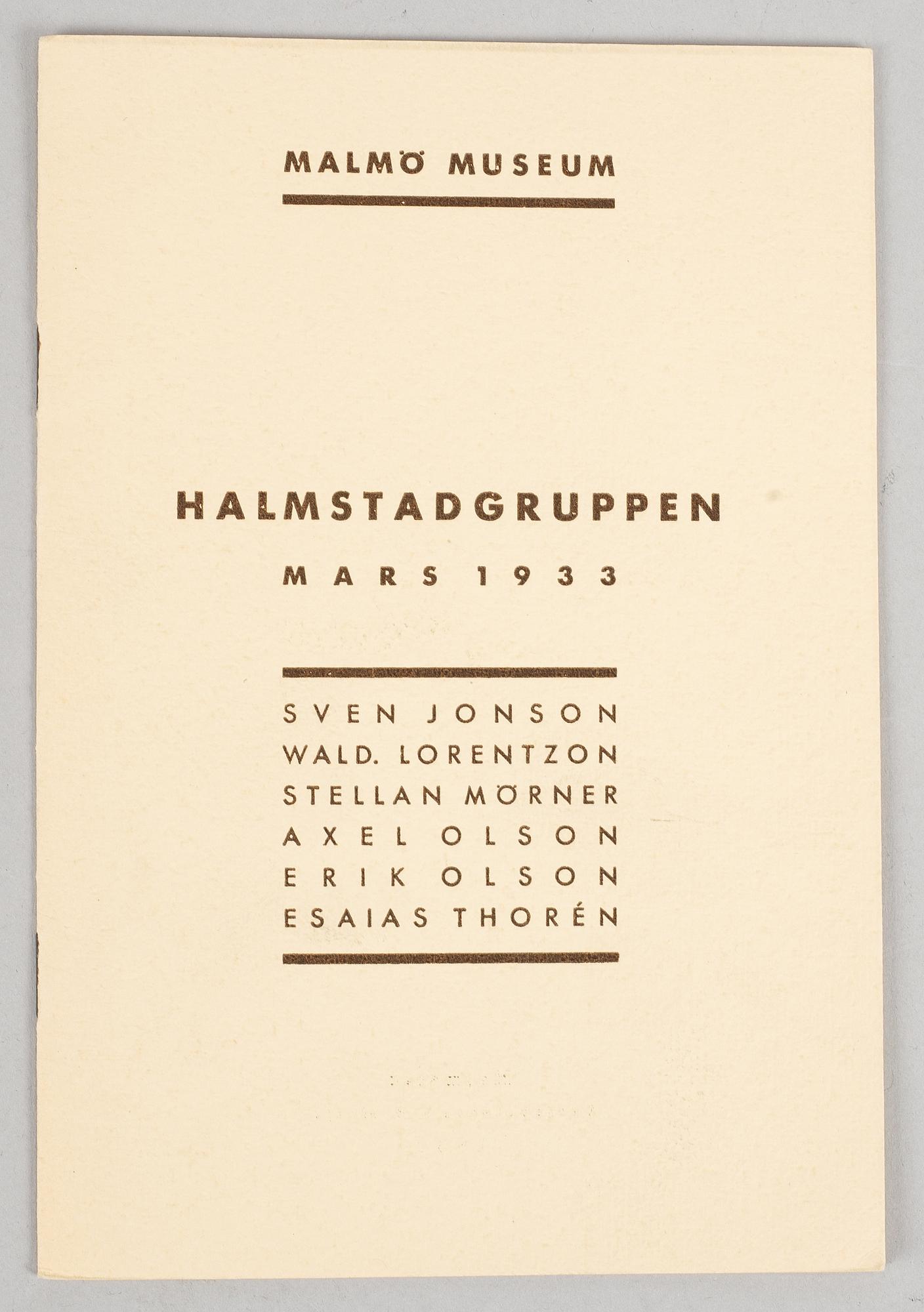 Exhibition catalogues (24), Halmstadgruppen. Various exhibitions 1931-1986.