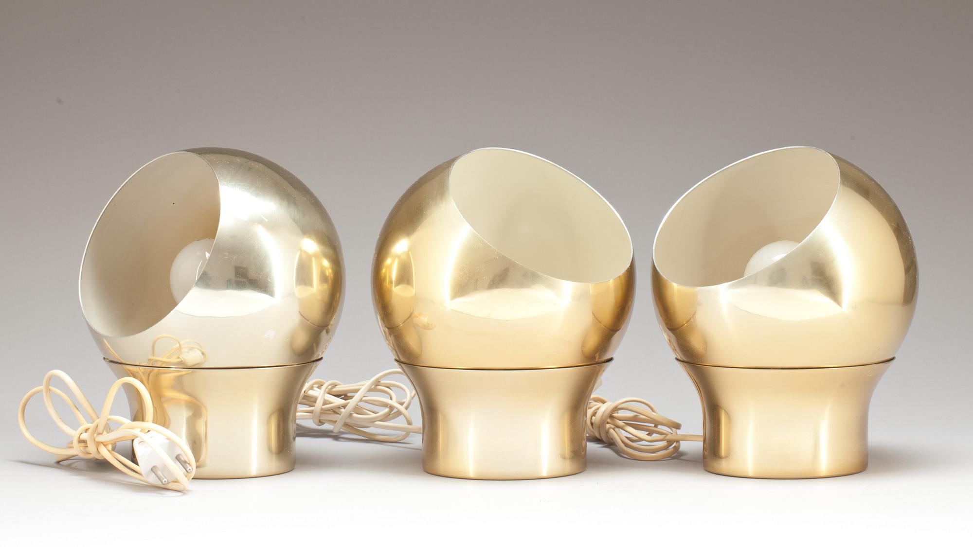 LAMPOR, 3 st, "typ klot 3", Hemi. 1970-tal.