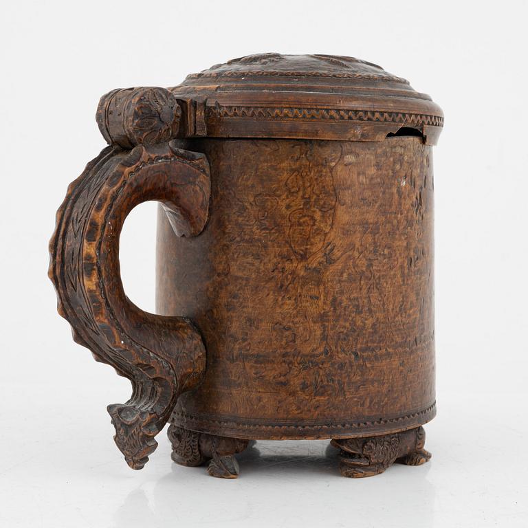 A birch tankard, Norway from around the year 1800.