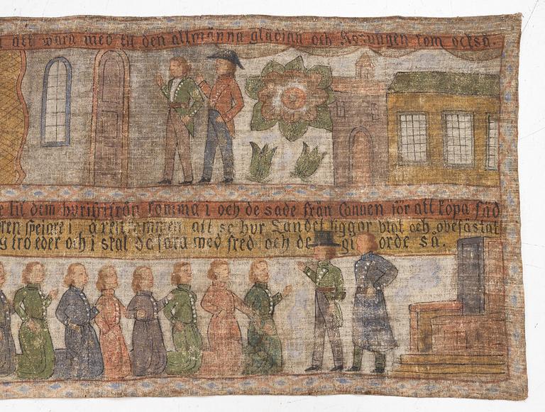 Textile painting, folk art, Halland, Knäred, 17th/18th century.