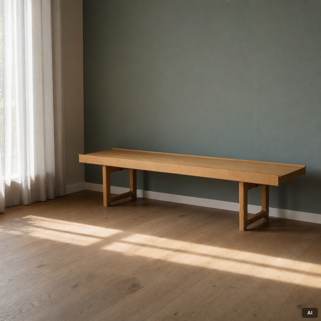Torbjørn Afdal, a bench, "Krobo", Mellemstrands Trevareindustri, Bruksbo, Norway, second half of the 20th Century.
