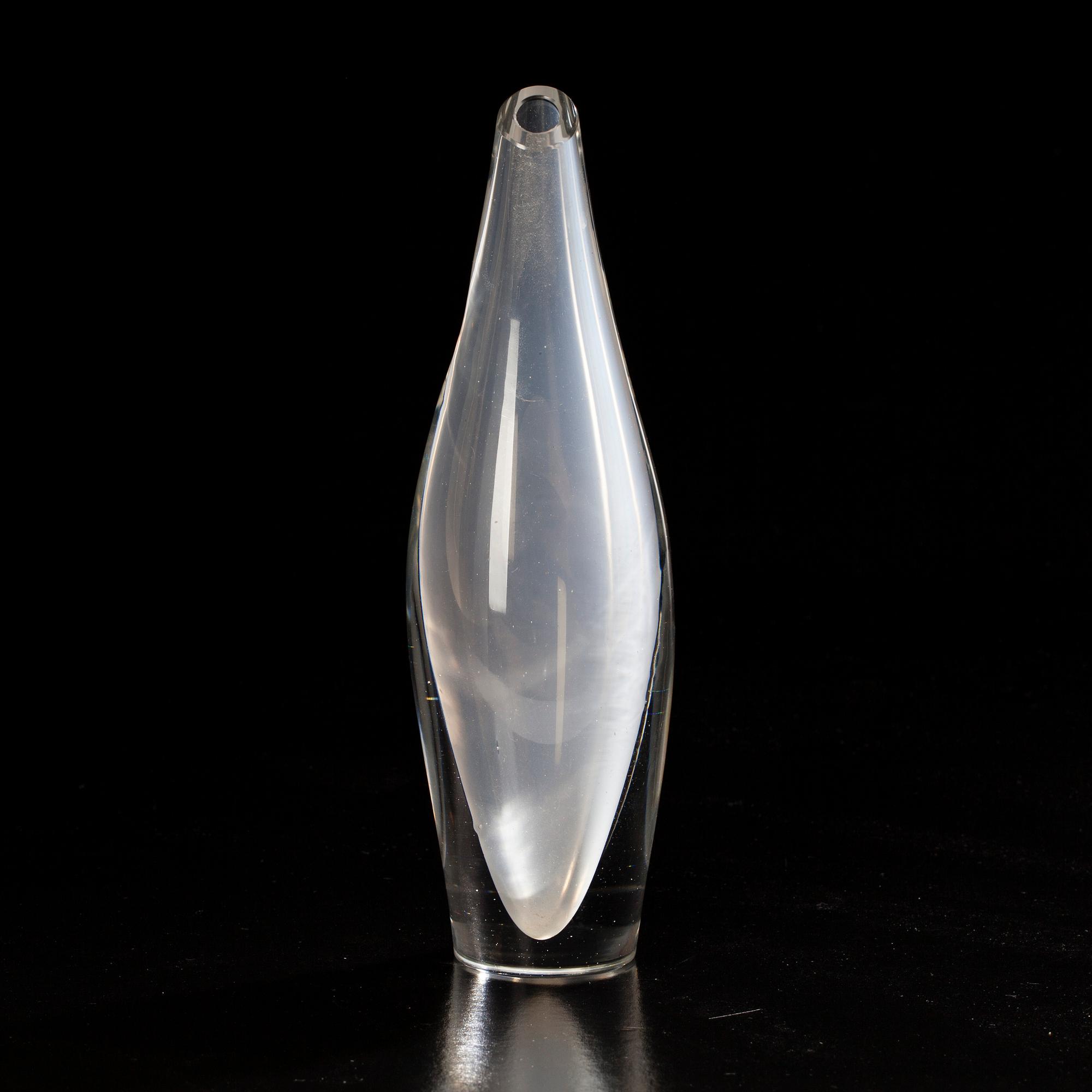 VAS, glas, "Fiskblåsa" signerad Tapio Wirkkala Iittala.