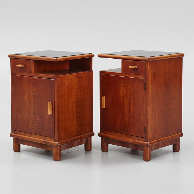 A pair of bedside tables, 1930's-40's.