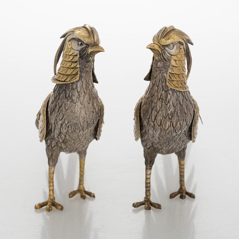 Bordsdekorationer, ett par, silver, Spanien kring 1900-talets mitt.