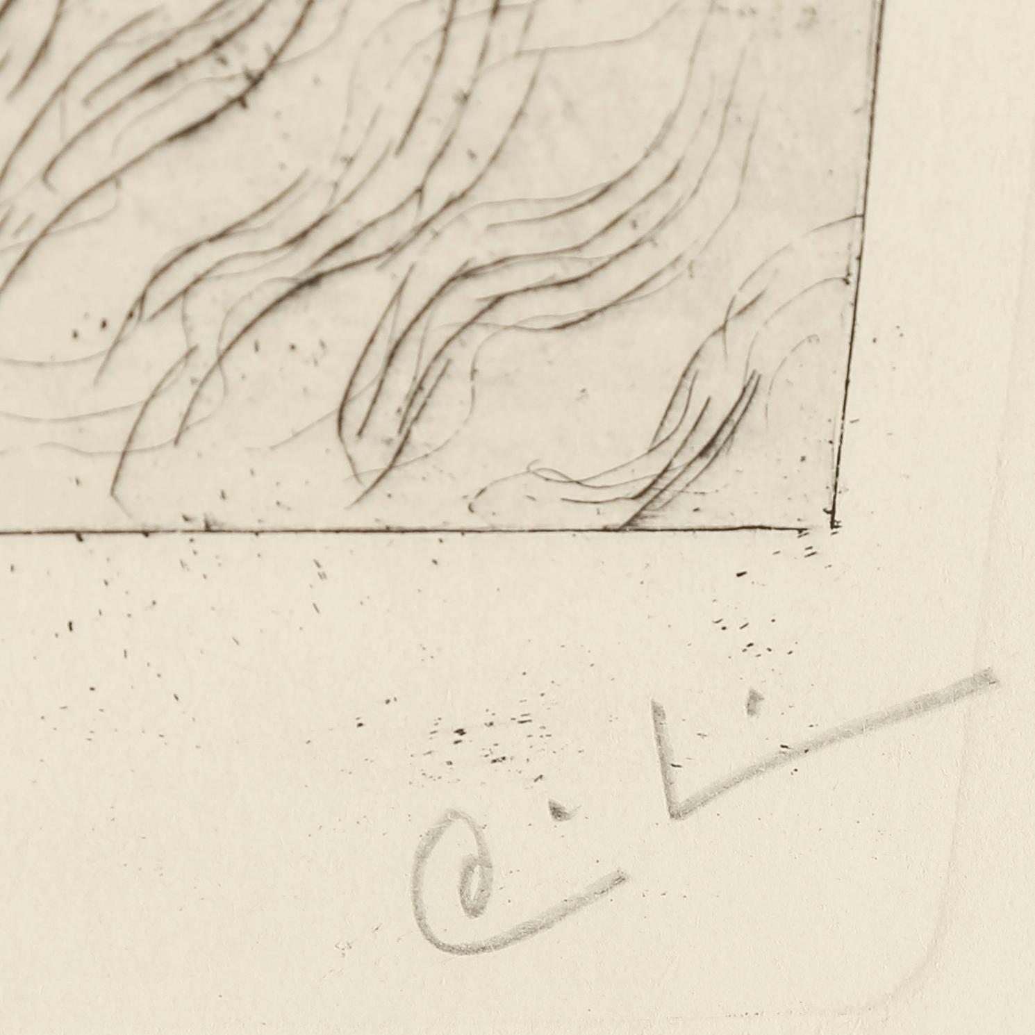 CARL LARSSON, etching, signed C.L. in pencil. Executed 1911. State 2. Rare. "Anna Stina (Fru Alkman, f. Rydell)".