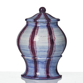 Wilhelm Kåge, a jar with cover, and four vases, creamware and porcelain, Gustavsberg, Sweden, 1917-1920.