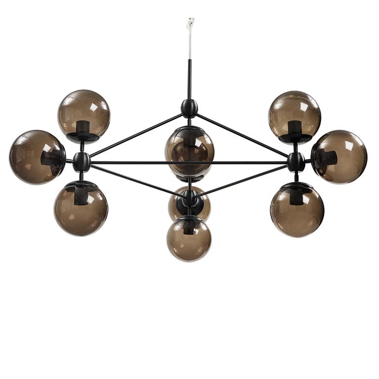 Modo Chandelier, 3 Sided, 10 Globes, Designed by Jason Miller for Roll & Hill.