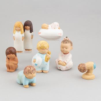 Lisa Larson, eight stoneware figurines, seven for K-Studion, Gustavsberg.