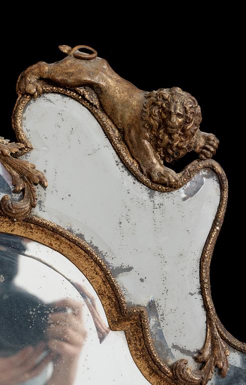 A Swedish late Baroque mirror attributed to Burchardt Precht (1674-1738).