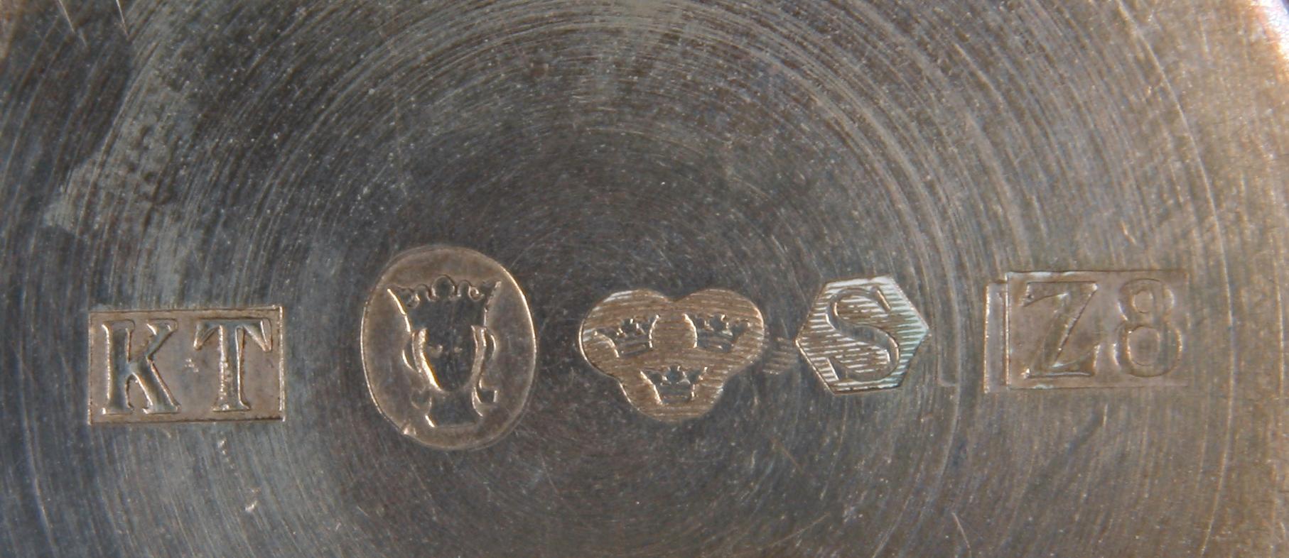 BÄGARE, 8 st, silver, bla Borgila och WA Bolin. 1930-50-tal.
