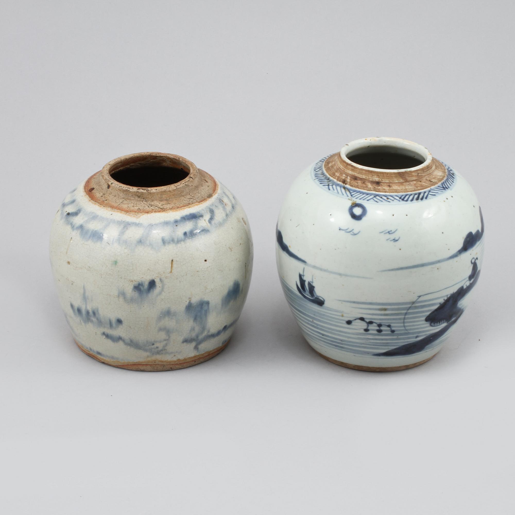 BOJANER, 2 st, porslin, Kina, 1800-tal.