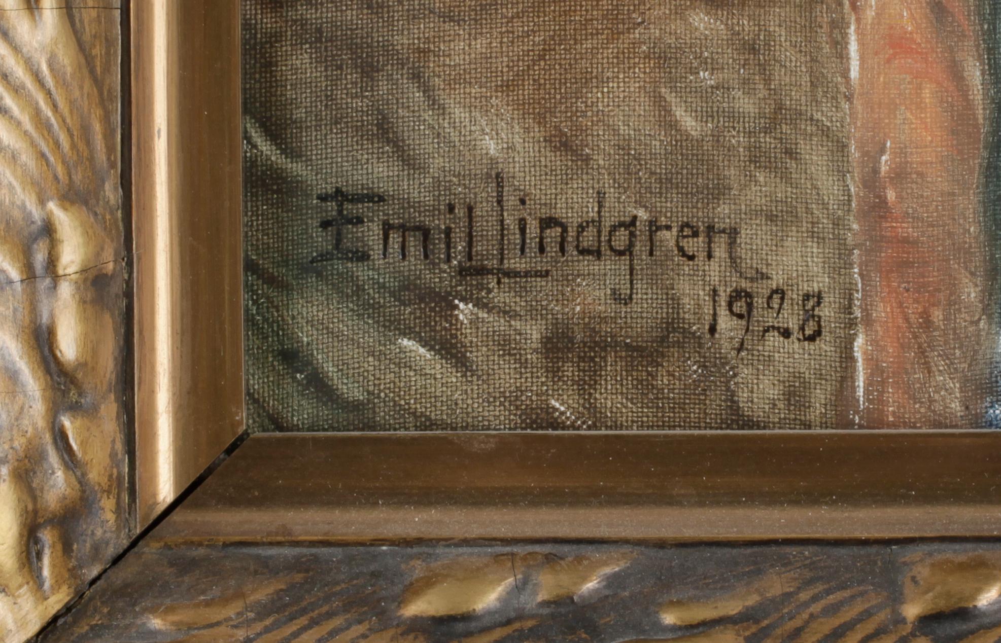 EMIL LINDGREN, olja på duk. Sign o dat 1928.