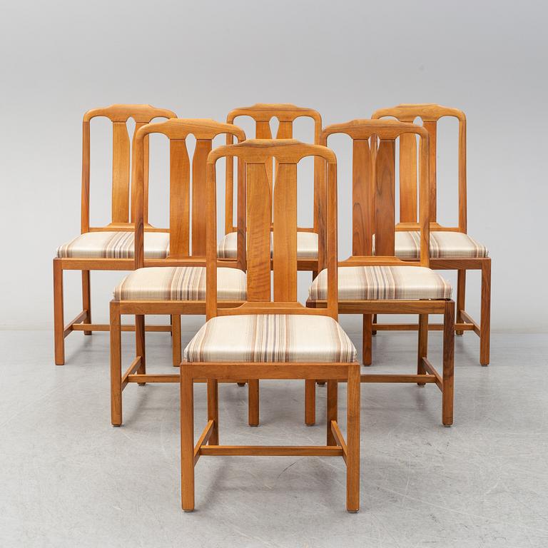 CARL MALMSTEN,  'Ambassadör' 6 walnut chairs from Åfors Möbelfabrik.