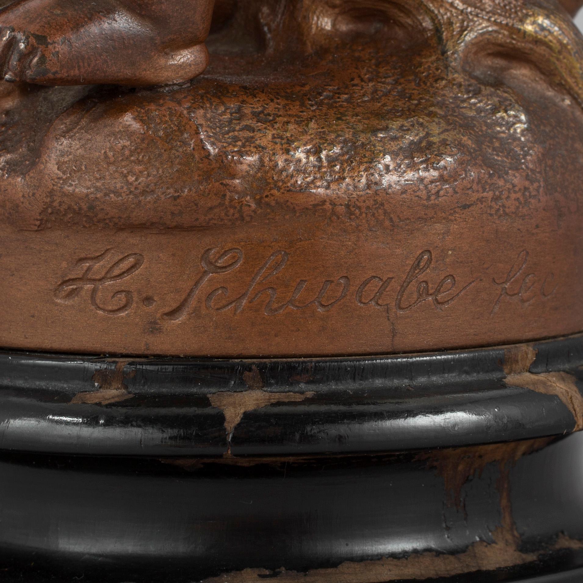 A Heinrich Schwabe signed metall figure, circa 1900.