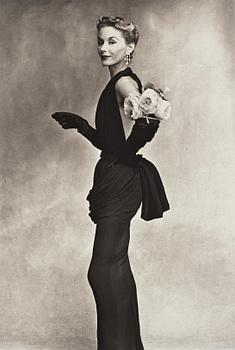 325. Irving Penn, ”Woman with Roses on Her Arm (Lisa Fonssagrives-Penn in Lafaurie Dress)”, 1950.