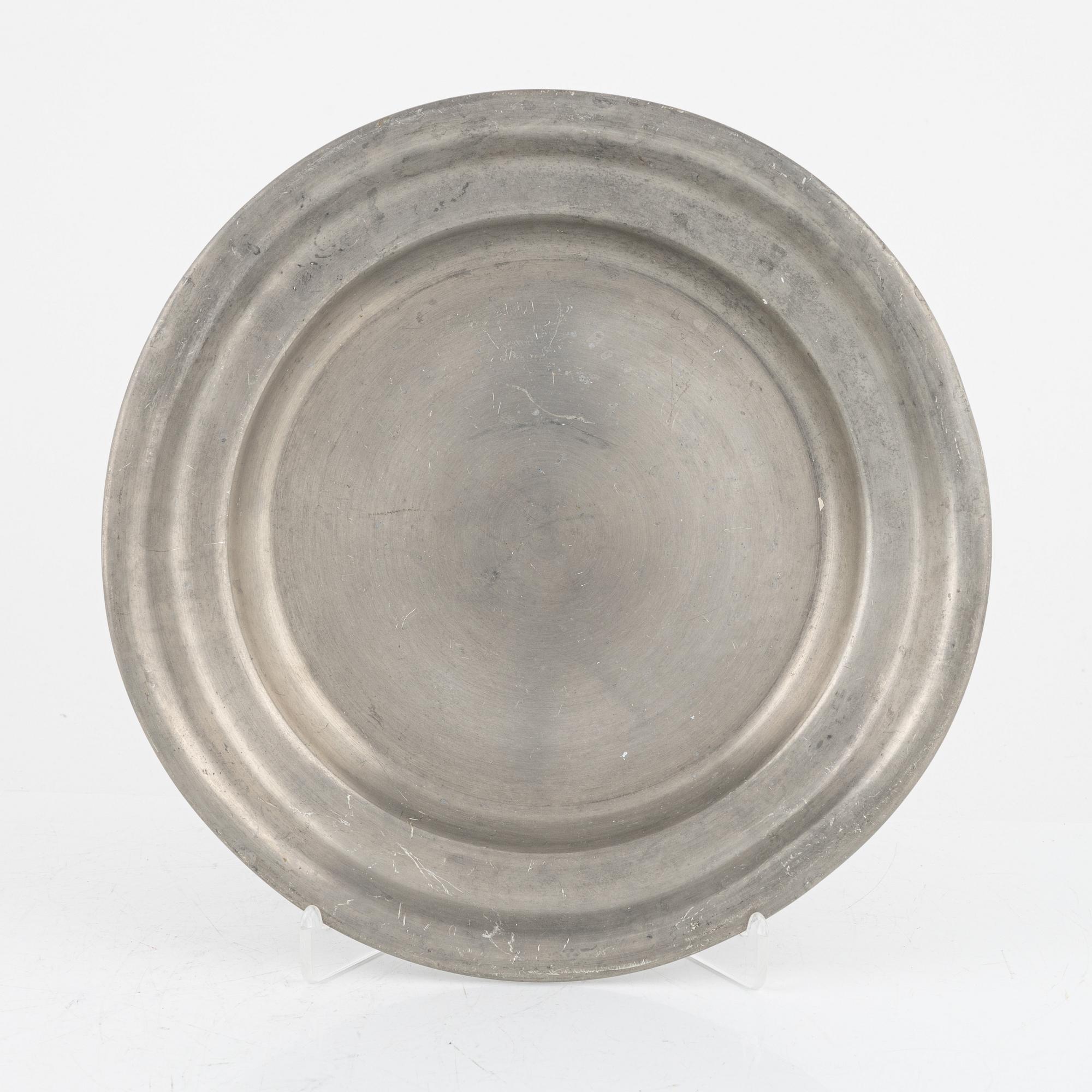 A group of eight Swedish pewter dishes, 18th-20th Century, including Mathias Norling, Jönköping, 1863.