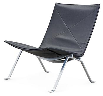 41. A Poul Kjaerholm "PK-22" black leather and steel easy chair, E Kold Christensen.