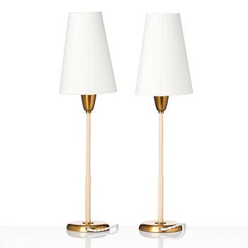 Harald Notini, a pair of table lamps, model '15602', Arvid Böhlmarks Lampfabrik, Sweden, 1940-50s.