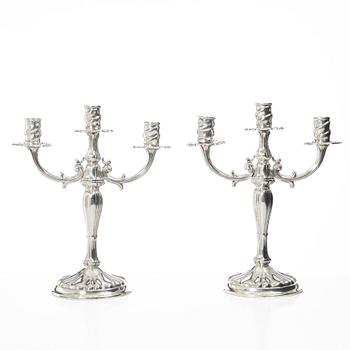 Candelabras, a pair, silver, 20th century.