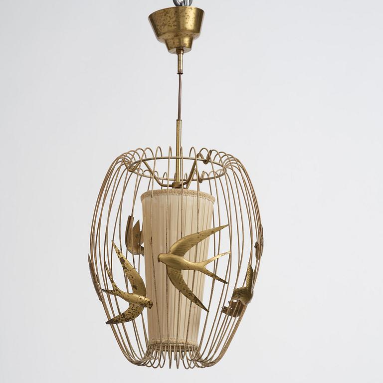 Hans Bergström, taklampa, modell "3", ateljé Lyktan, Åhus, 1940-50-tal.