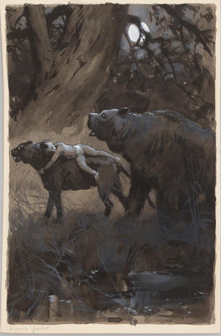 DAVID LJUNGDAHL, eight original ink illustrations from the 1915 edition of 'The Jungle Book' in Swedish.