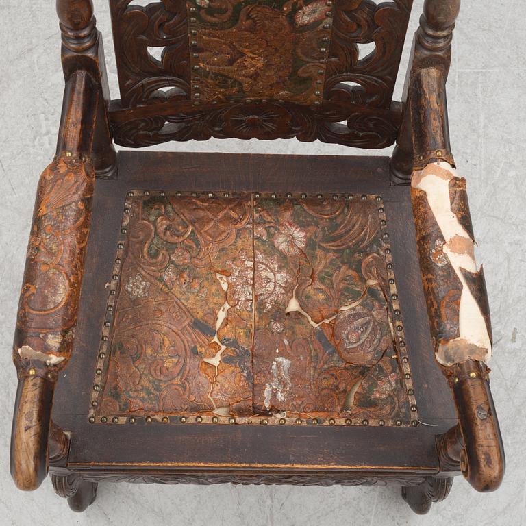 A Baroque style armchair, late 19th century.