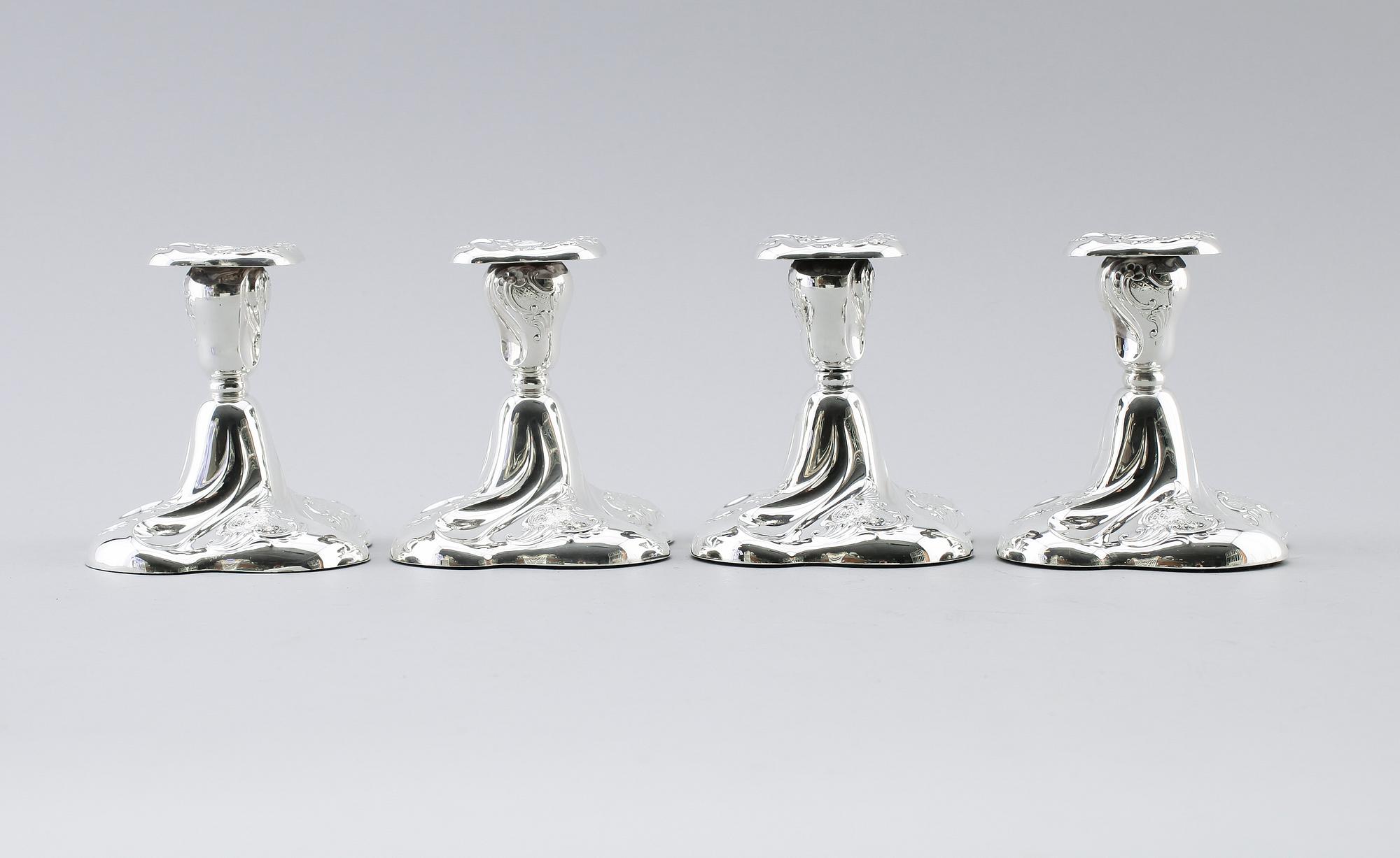 LJUSSTAKAR, 4 st, silver, Norge, 1900-talets mitt.