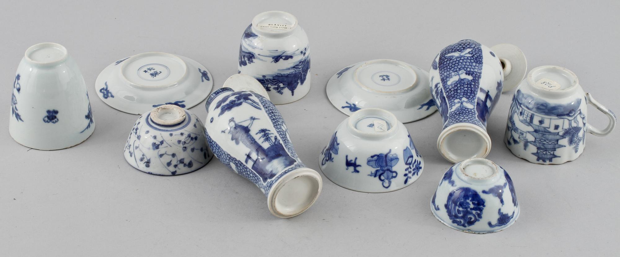 PARTI PORSLIN, Kina, 10 delar, 1700/1800-tal.
