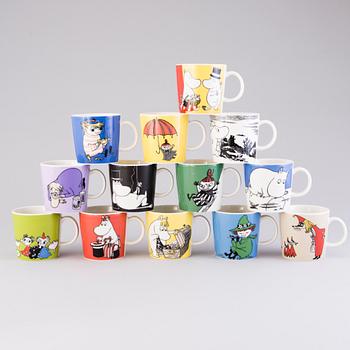 MOOMIN-MUGS, 13 pcs, porcelain, Moomin Characters, Arabia 1999-2017.