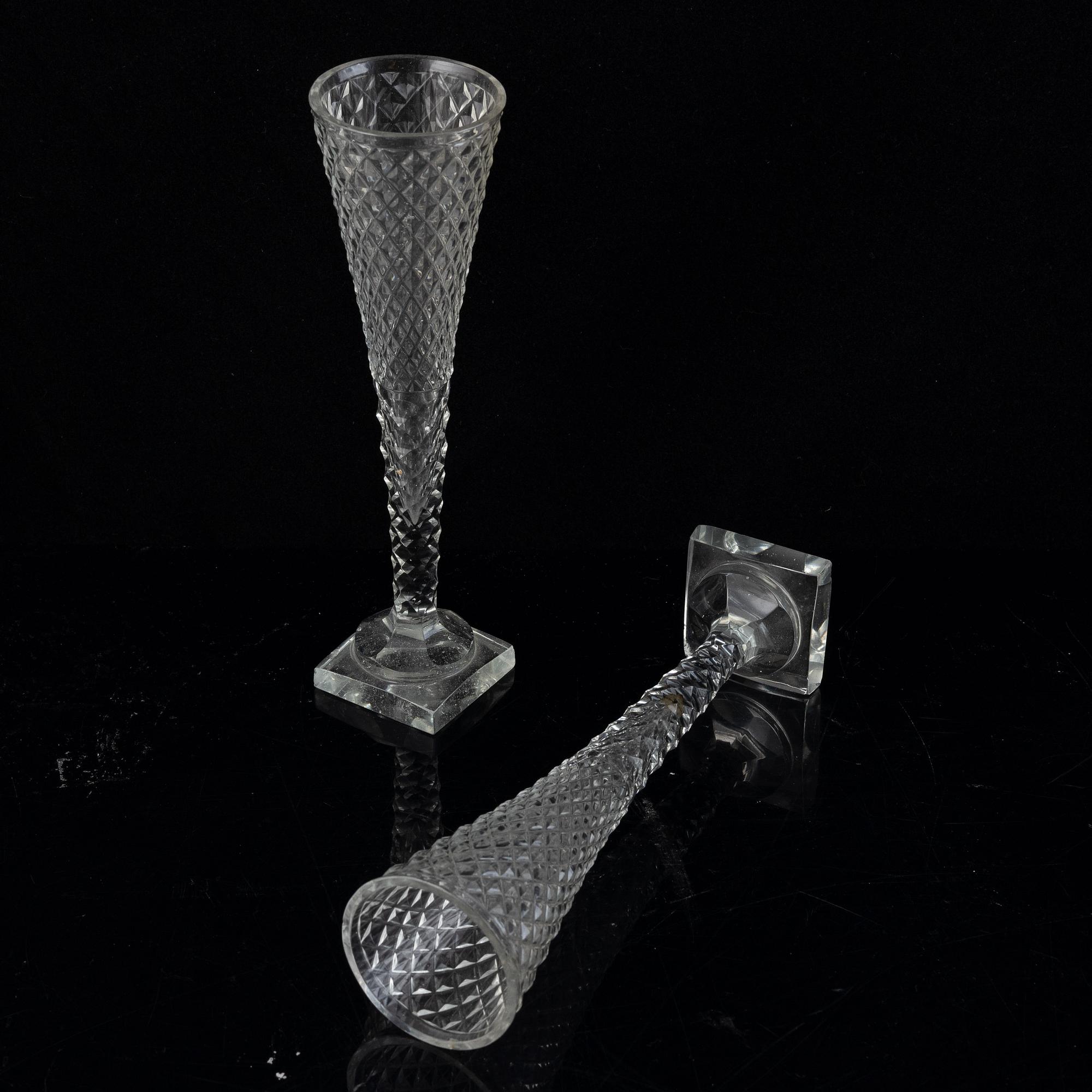 Four champagne glassas and 6 wineglasses, first half of the 19th century.