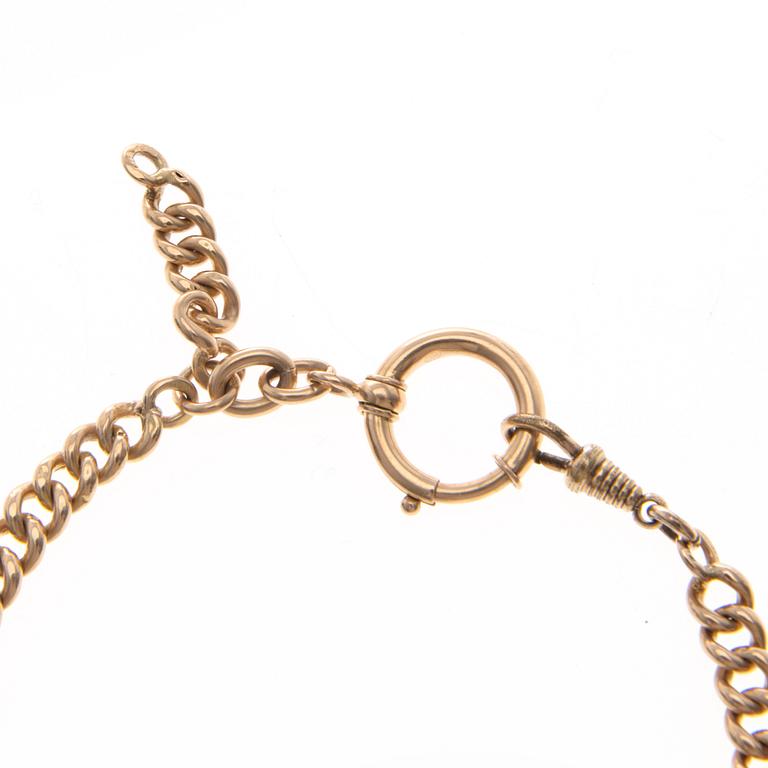 A WATCH CHAIN, 14K gold.